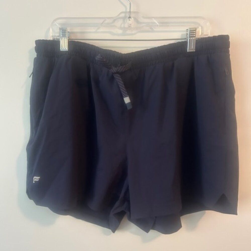 Fabletics Navy Blue drawstring waist side zip athletic shorts, size XXL/1X